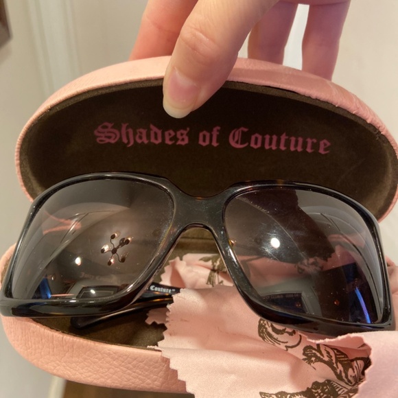 Y2K VINTAGE JUICY COUTURE SUNGLASSES CASE & CLOTH ROYAL CROWN BROWN TORTOISE main image 9